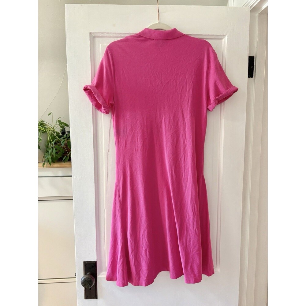 Ralph Lauren Collared Shirt Dress M Pink Pima Cotton Polo Classic Preppy Logo - Picture 3 of 9
